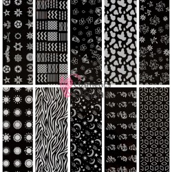 Folii de transfer, FST042 Alb cu diverse modele, set 10 bucati 26042 